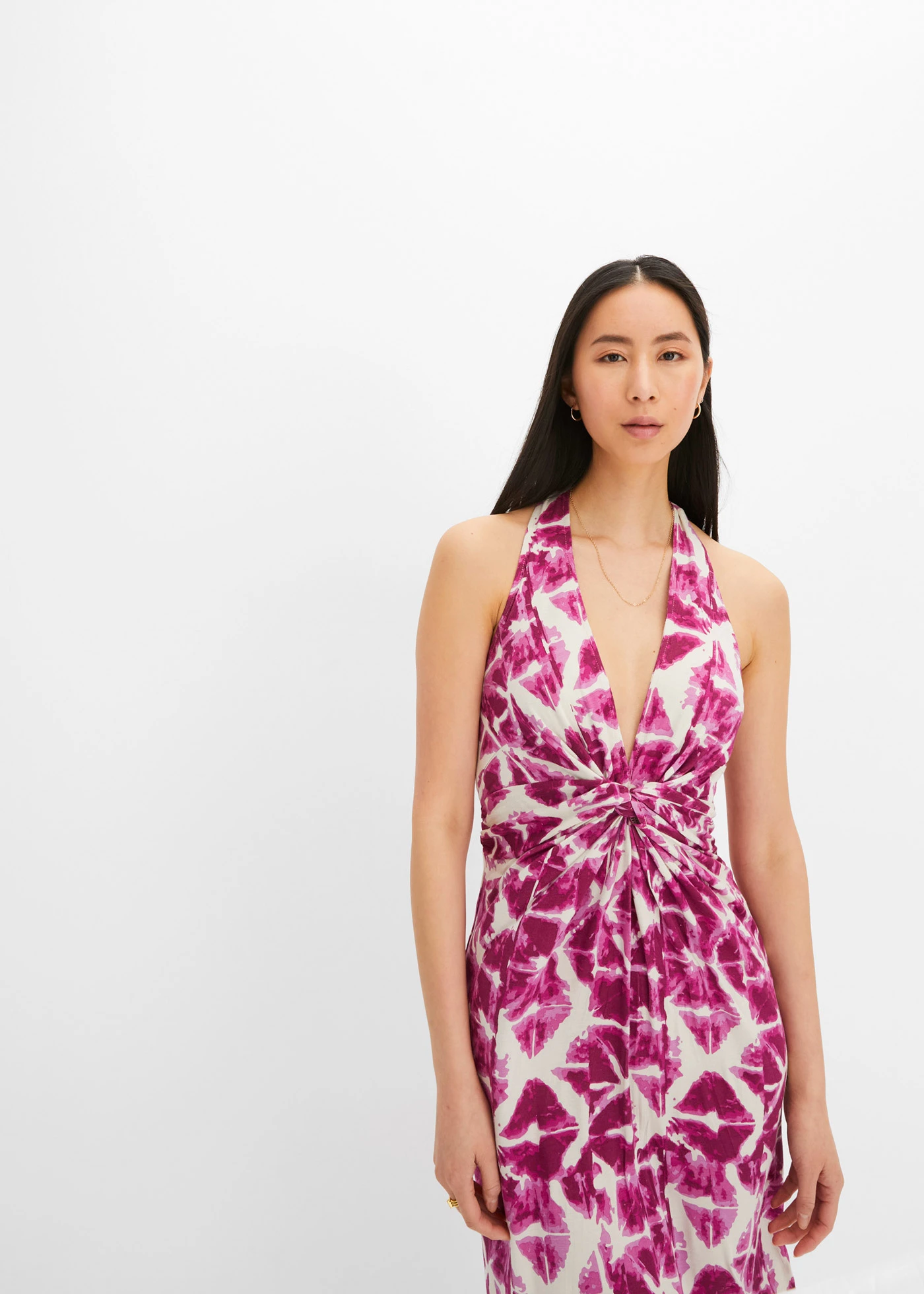 Halterjurk van jersey • ecru-violet • bonprix online shop