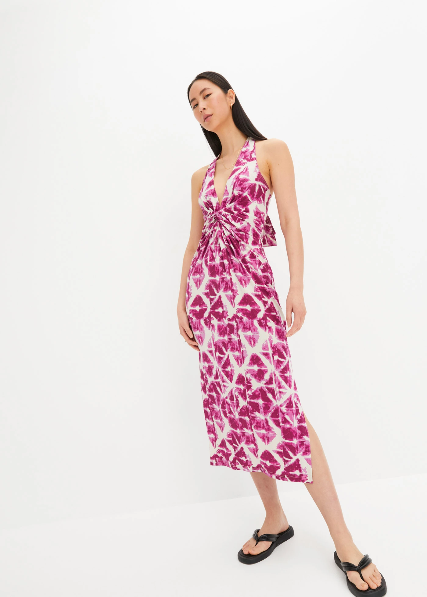 Halterjurk van jersey • ecru-violet • bonprix online shop