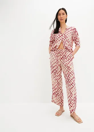 Wijde broek met print, Kleur: violet-naturel gedessineerd