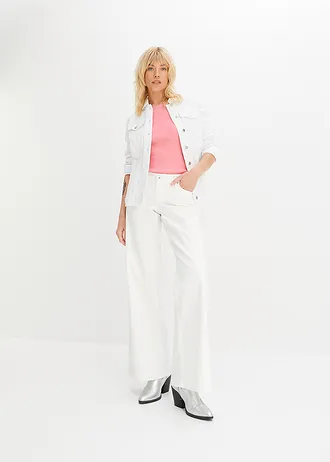 Top w prążek z czystej bawełny organicznej (2 szt.) • biały+jaskrawy jasnoróżowy • sklep bonprix