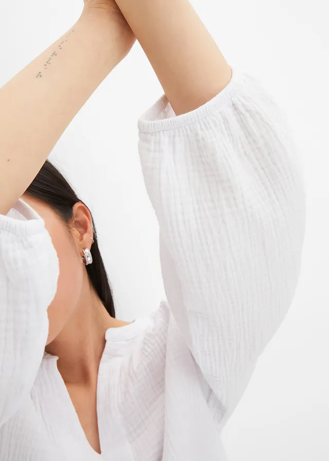 Oversized blouse van mousseline • wit • product-page.page-title-suffix