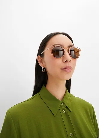 Blouse met borstzak en korte mouwen • donkermosgroen • bonprix online shop