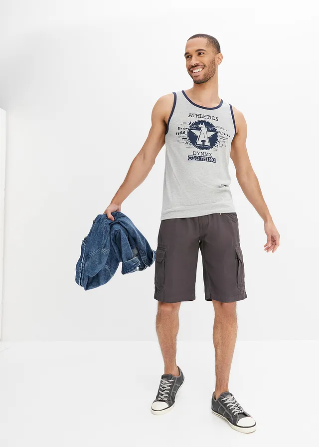 Cargo bermuda, loose fit, Kleur: leisteengrijs