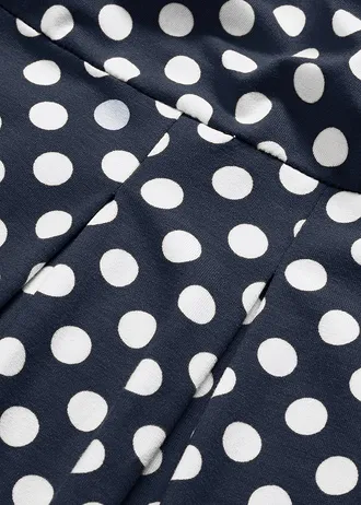 Robe en jersey viscose • bleu foncé pois écru • Boutique bonprix