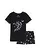 Shortama van katoen (2-dlg. set), Kleur: zwart/wit