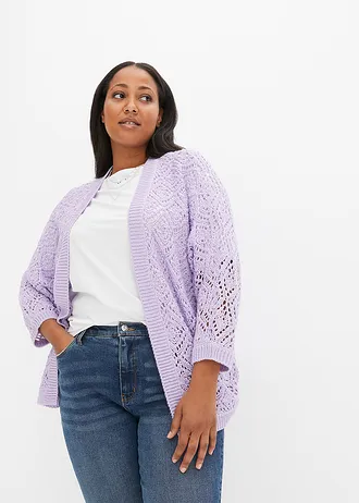 Gilet en maille ajourée, Couleur: parme