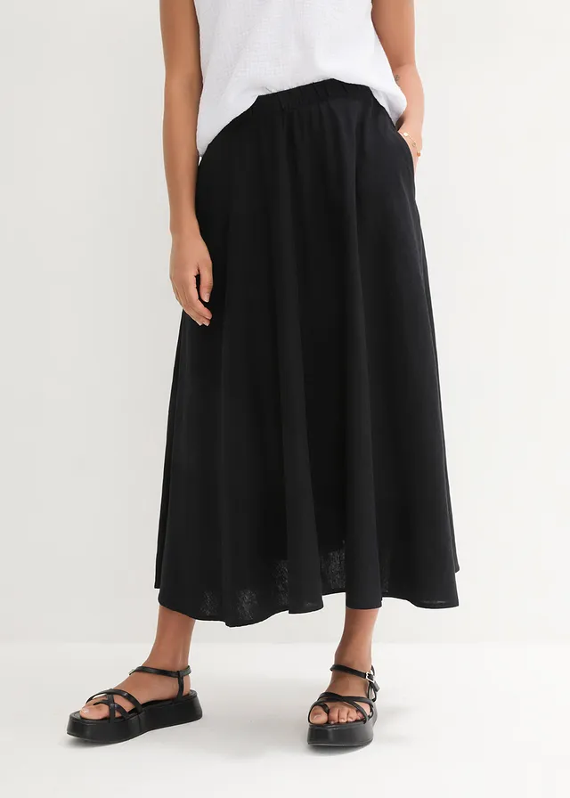 Midirok van een linnenmix • zwart • product-page.page-title-suffix