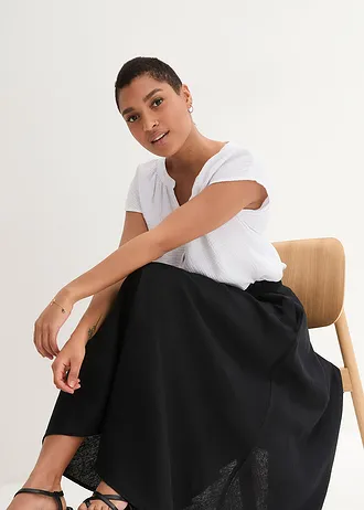 Midirok van een linnenmix • zwart • bonprix online shop