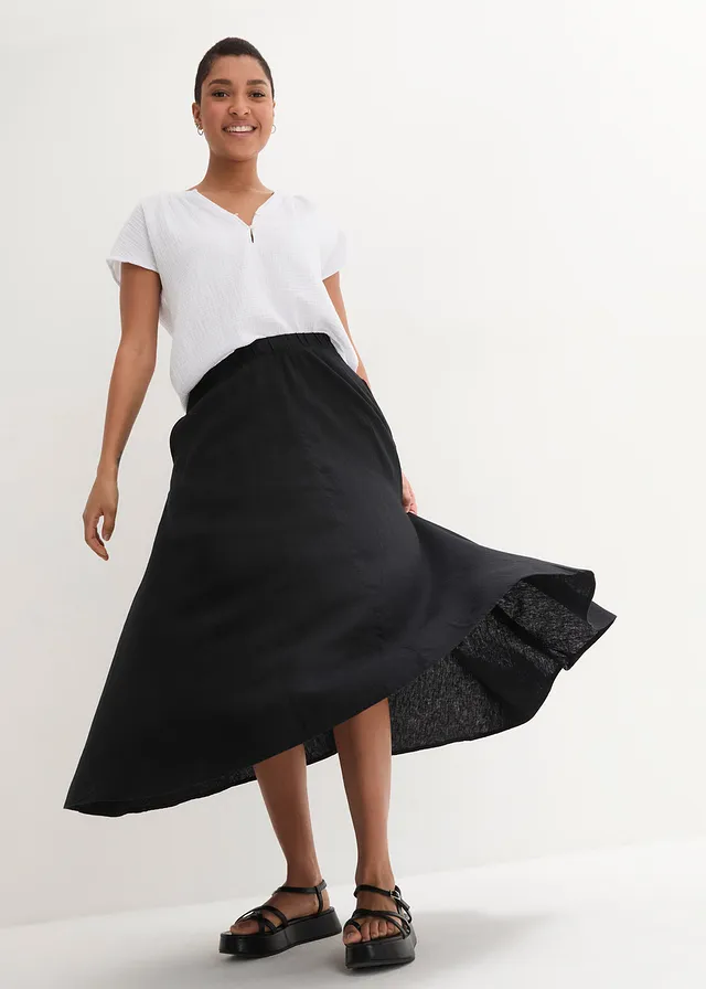 Midirok van een linnenmix • zwart • product-page.page-title-suffix
