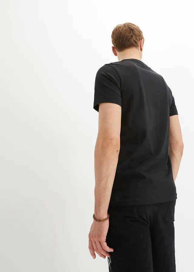 T-shirt Slim 100% coton, Couleur: noir
