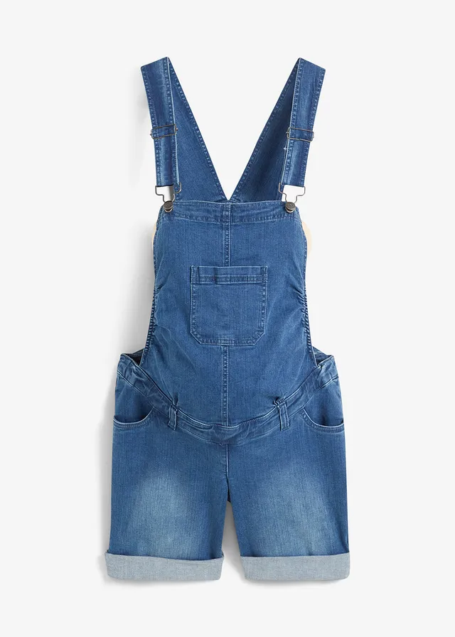 Salopette-short de grossesse en jean, Couleur: bleu denim