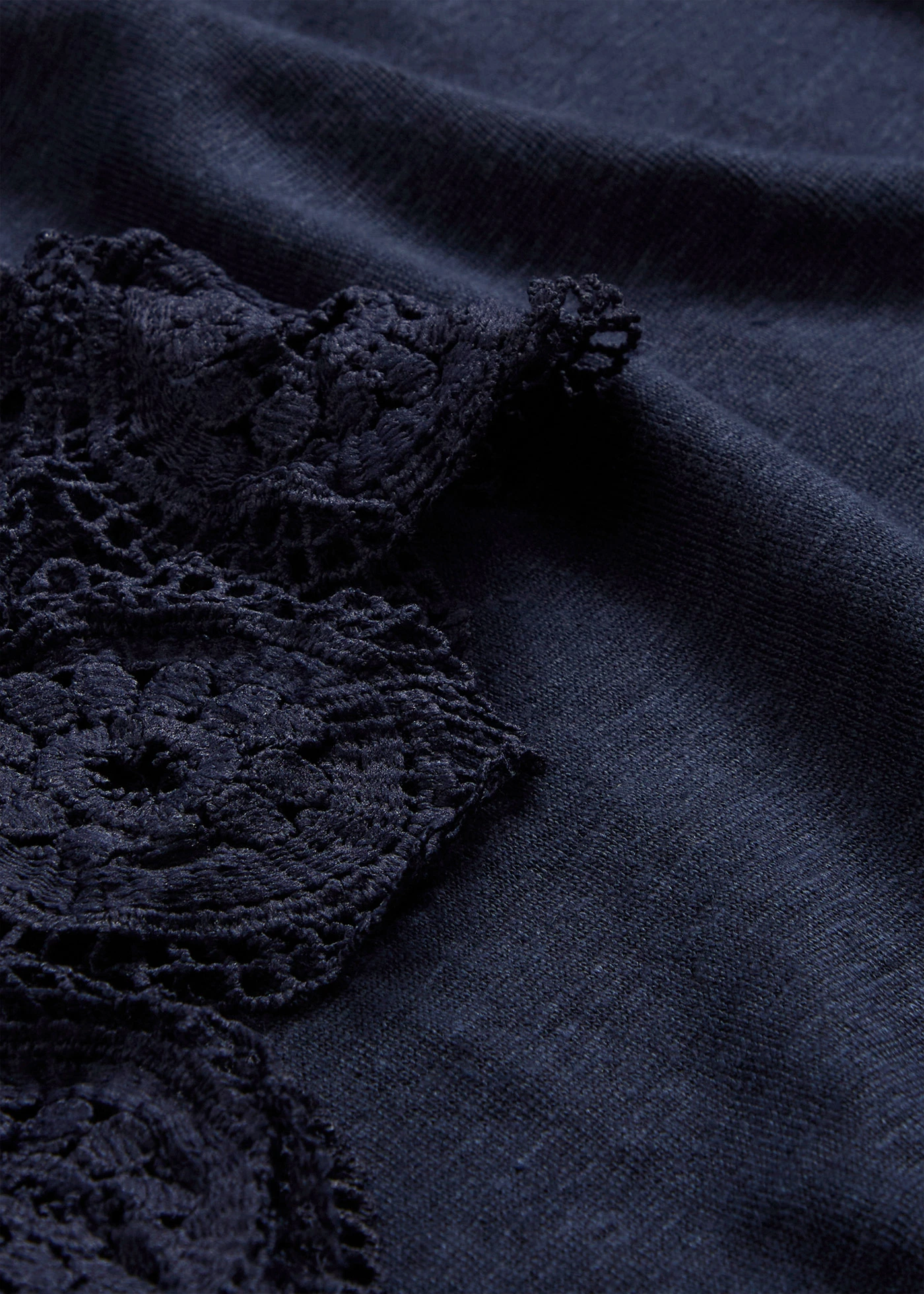 Shirt van puur linnen met gehaakte mouwen • donkerblauw • bonprix online shop