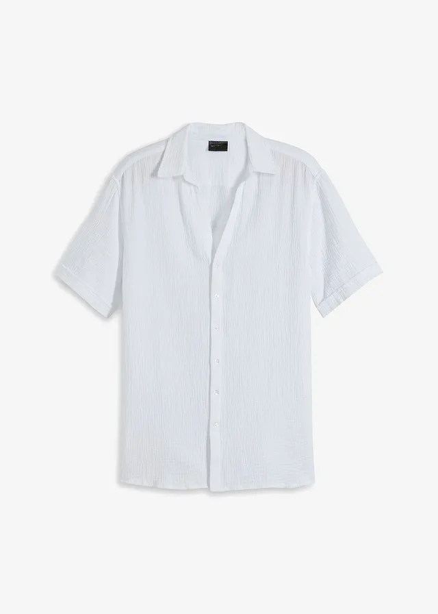 Chemise manches courtes en mousseline, Couleur: blanc
