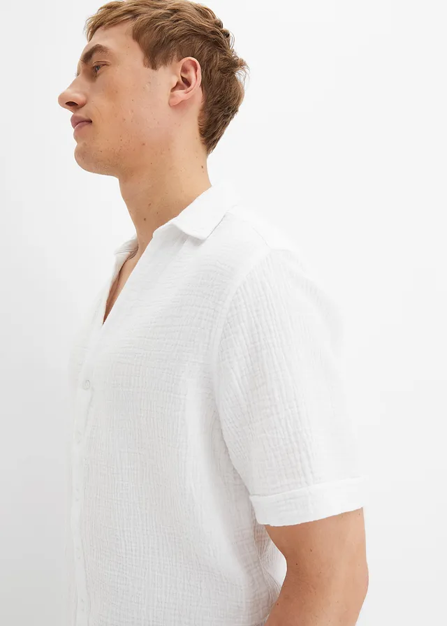 Mousseline overhemd met korte mouwen • wit • product-page.page-title-suffix