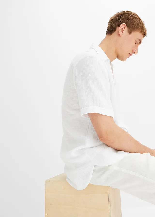 Mousseline overhemd met korte mouwen • wit • product-page.page-title-suffix