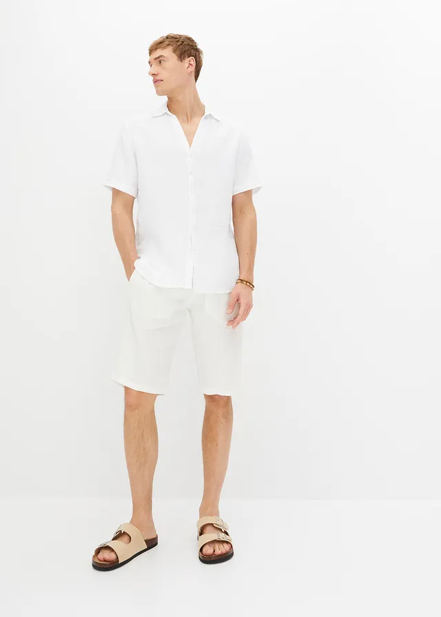 Chemise manches courtes en mousseline, Couleur: blanc