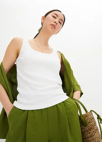 Top met brede schouderbandjes, Kleur: wit