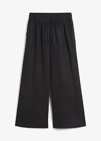 Linnen palazzo broek • zwart • bonprix online shop