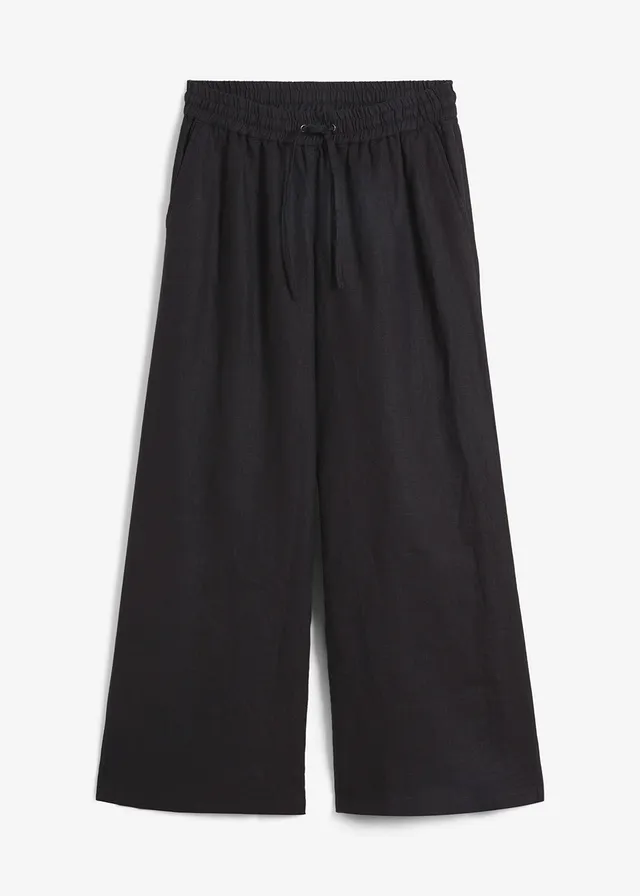 Linnen palazzo broek • zwart • bonprix online shop