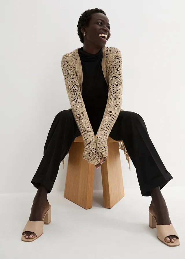 Gilet long en maille ajourée