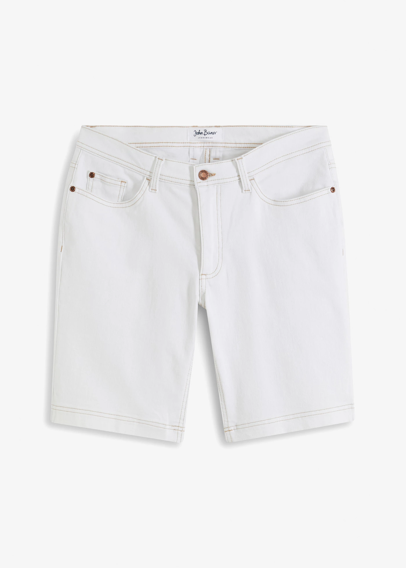 Stretch jeans bermuda, regular fit • wit twill • bonprix online shop