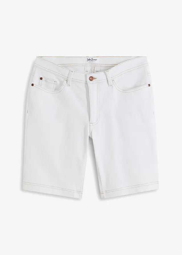 Stretch jeans bermuda, regular fit • wit twill • bonprix online shop