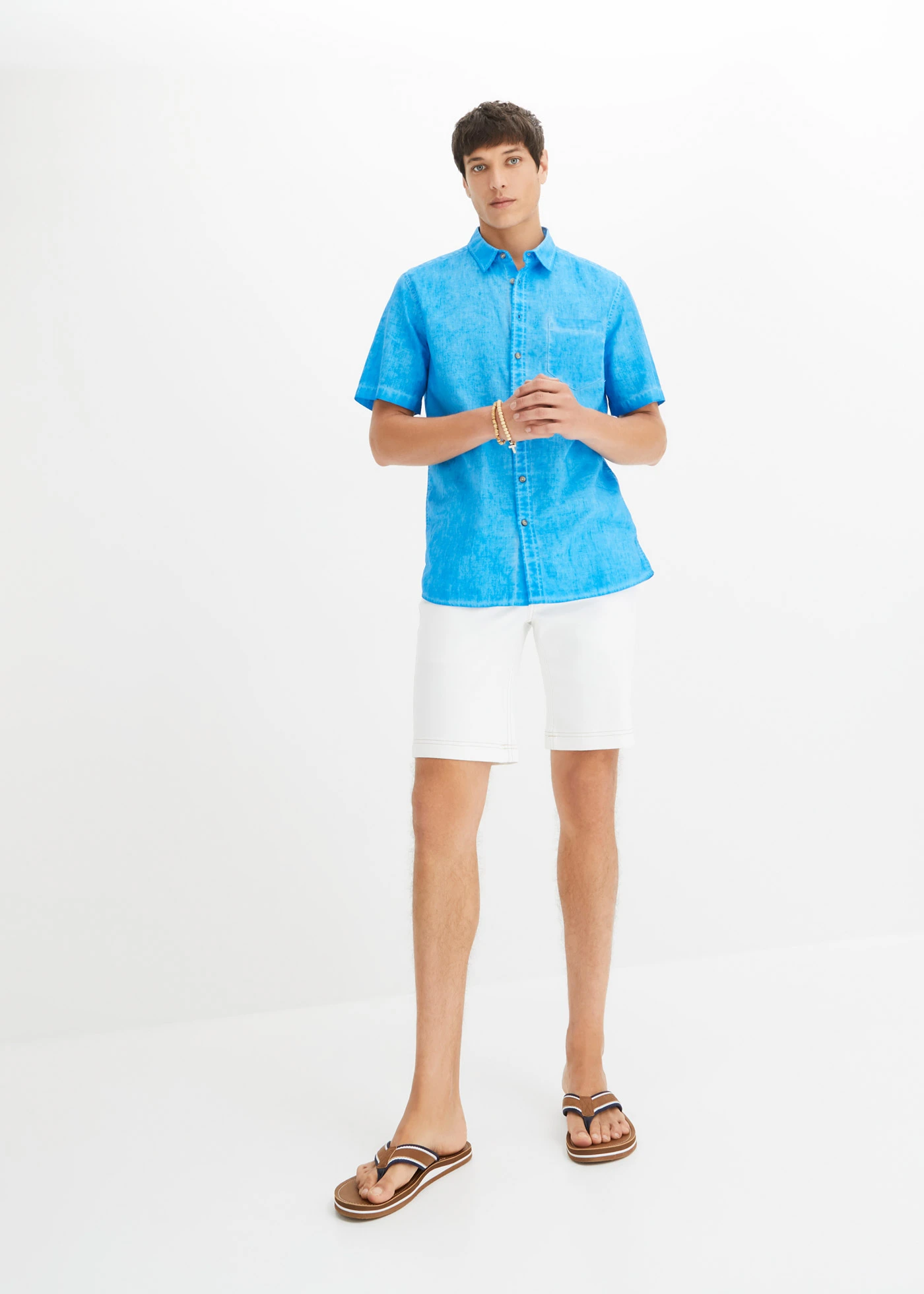 Stretch jeans bermuda, regular fit • wit twill • bonprix online shop