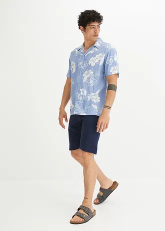Overhemd met korte mouwen van viscose • lichtblauw gebloemd • bonprix online shop