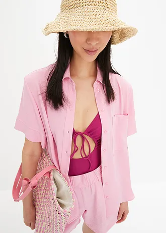 Blouse met borstzak en korte mouwen • roze • bonprix online shop