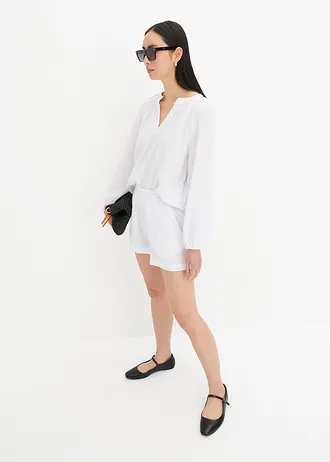 Blouse oversize en gaze de coton, Couleur: blanc
