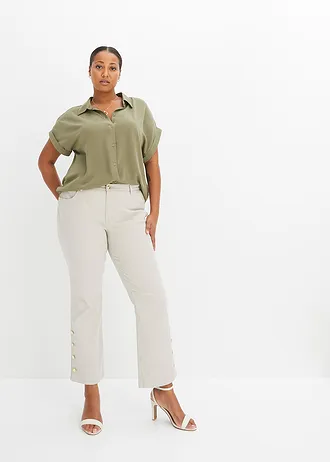 Chemisier manches courtes avec polyester recyclé, Couleur: olive