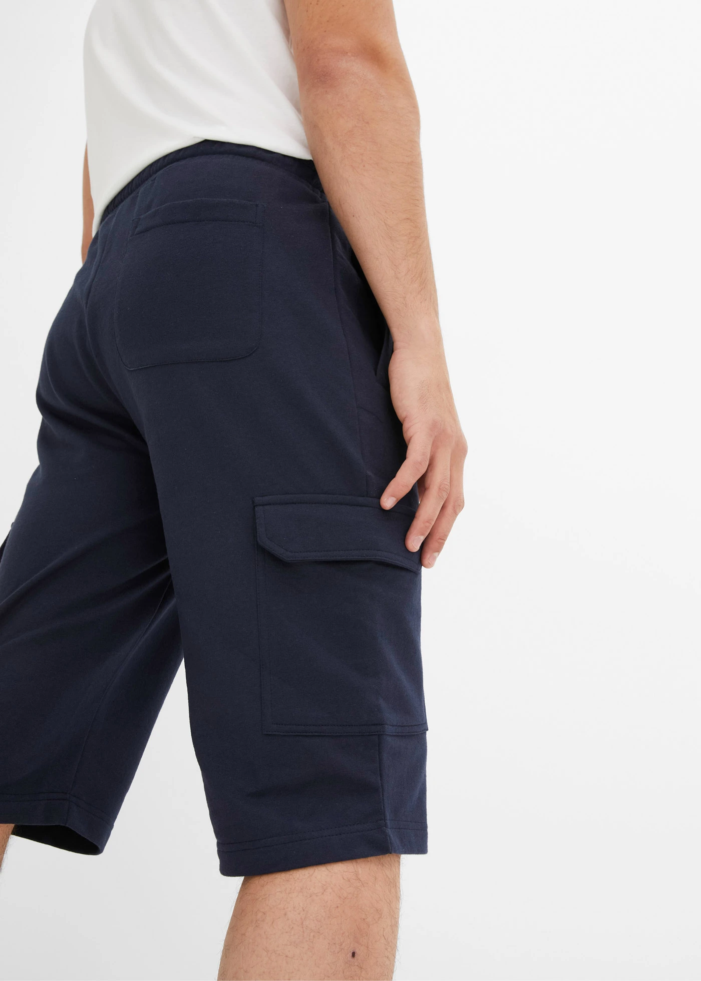 Sweat bermuda van katoen met cargozakken • donkerblauw • bonprix online shop