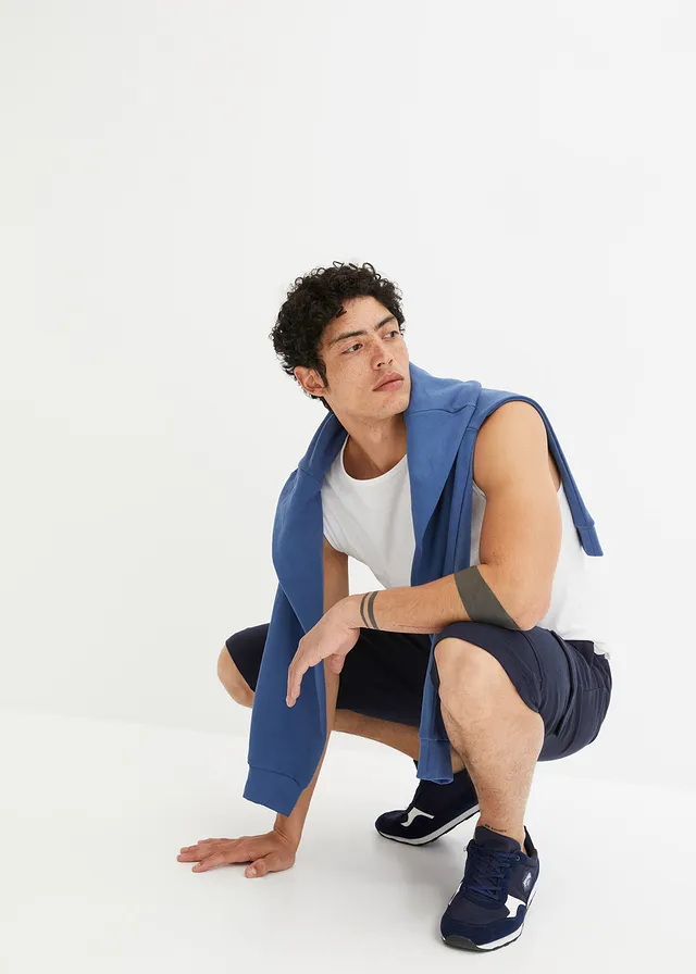 Sweat bermuda van katoen met cargozakken • donkerblauw • product-page.page-title-suffix