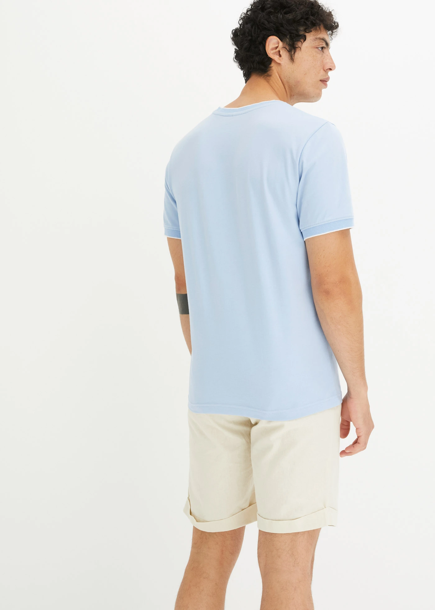 T-shirt met details in layerlook • parelblauw gemêleerd • bonprix online shop