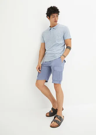 Cargo bermudy s podílem lnu a s páskem, Regular Fit, barva: matně modrá