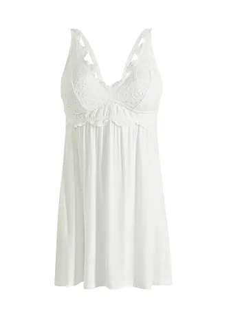 Nuisette en viscose avec broderies anglaises