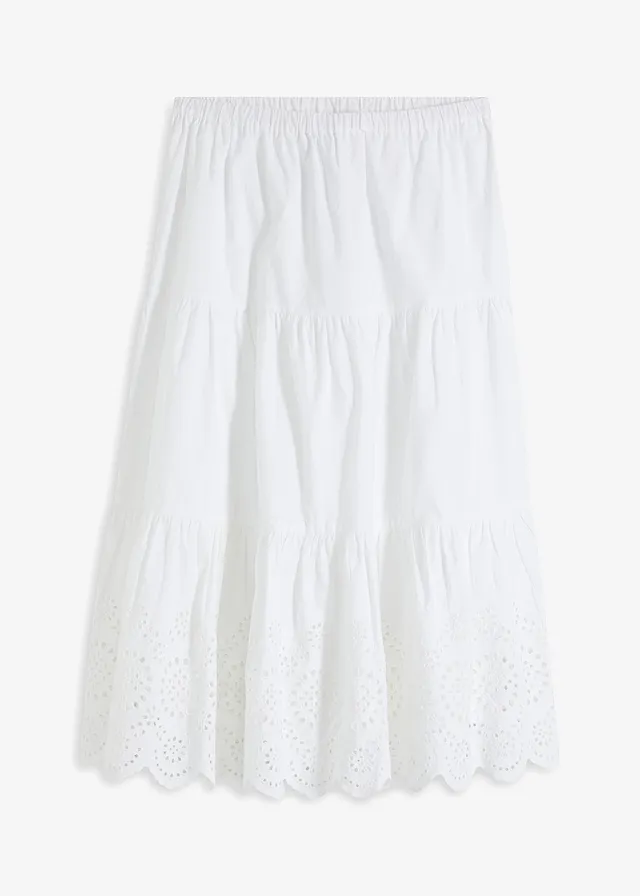 Fustă din volane alipite cu broderie spartă