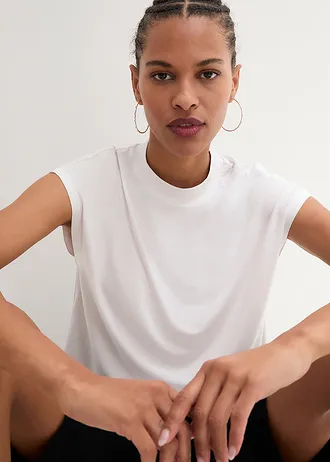 T-shirt van zachte viscose, Kleur: wit