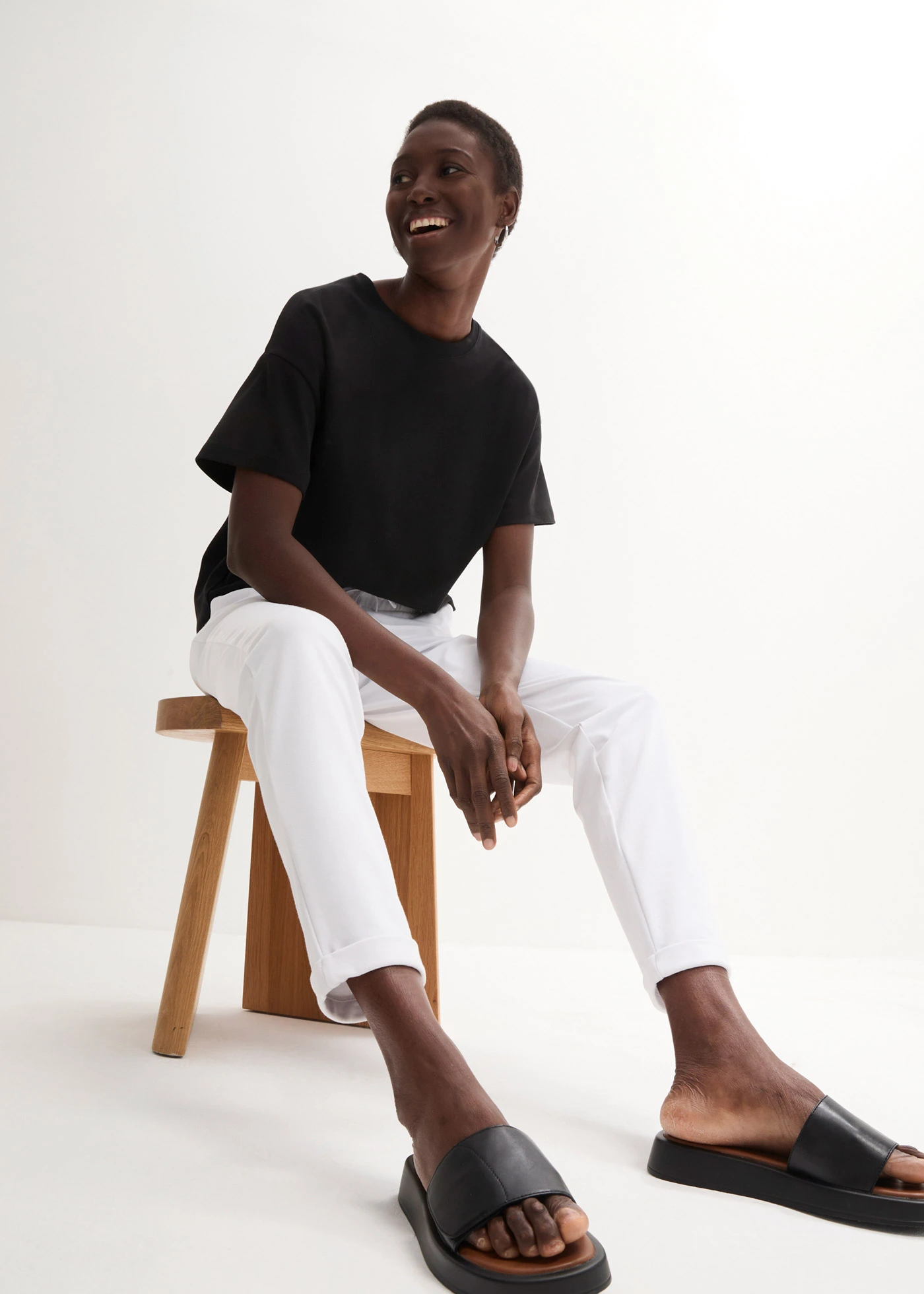 Broek van viscosemix • wit • bonprix online shop