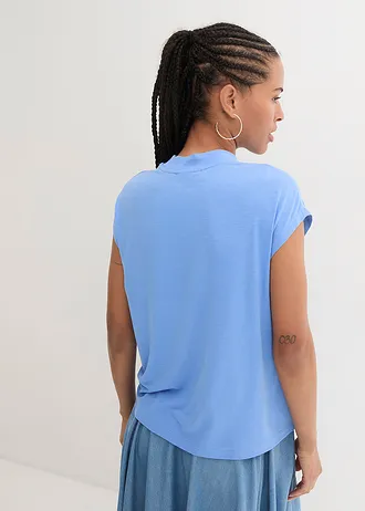 T-shirt van zachte viscose, Kleur: middenblauw