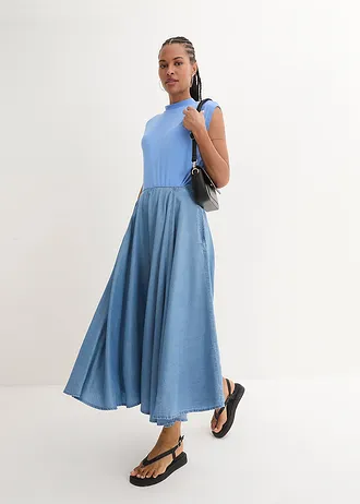 T-shirt van zachte viscose, Kleur: middenblauw