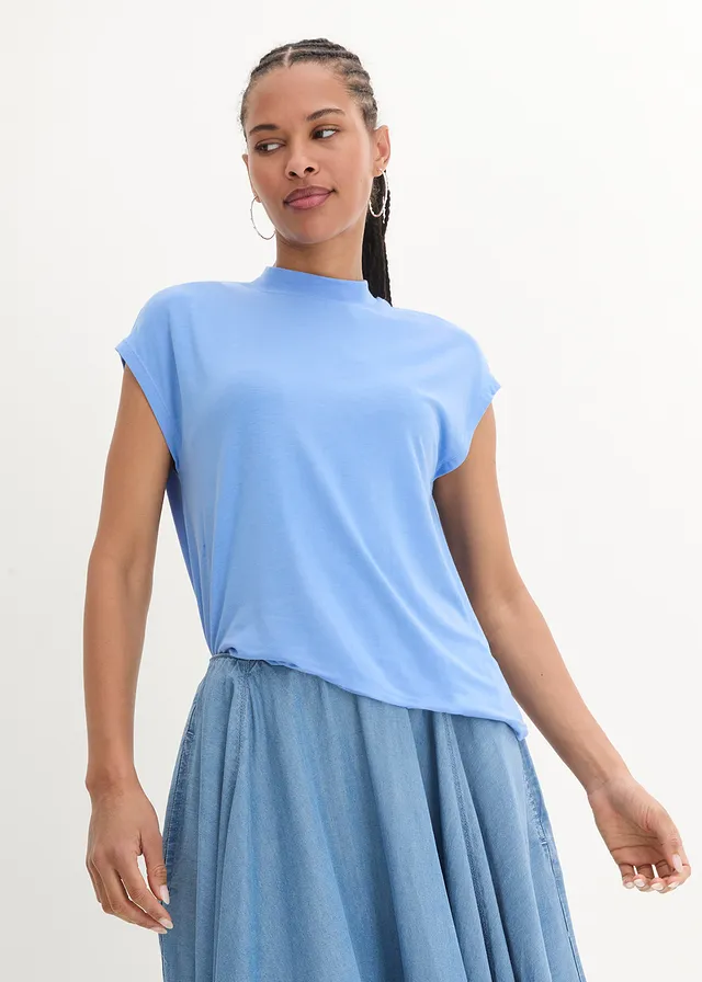 T-shirt van zachte viscose • middenblauw • product-page.page-title-suffix