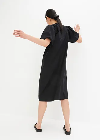 Rochie midi din material țesut din bumbac organic • negru • magazin bonprix