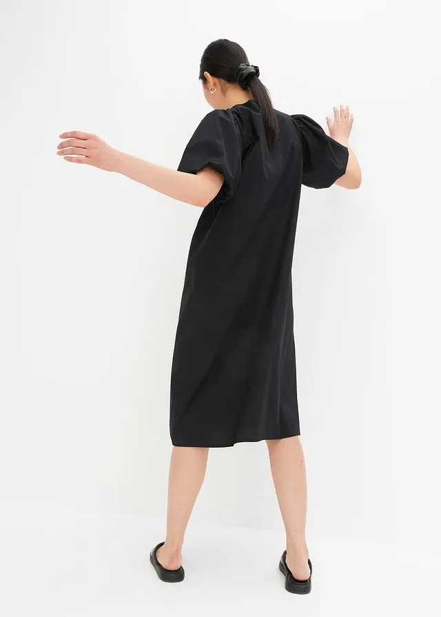 Robe midi tissée en coton • noir • product-page.page-title-suffix