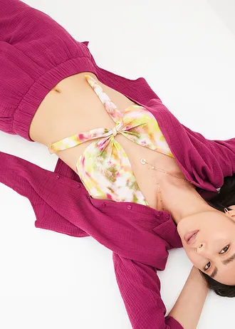 Spodnie Marlena z bawełnianego muślinu • fioletowy • sklep bonprix