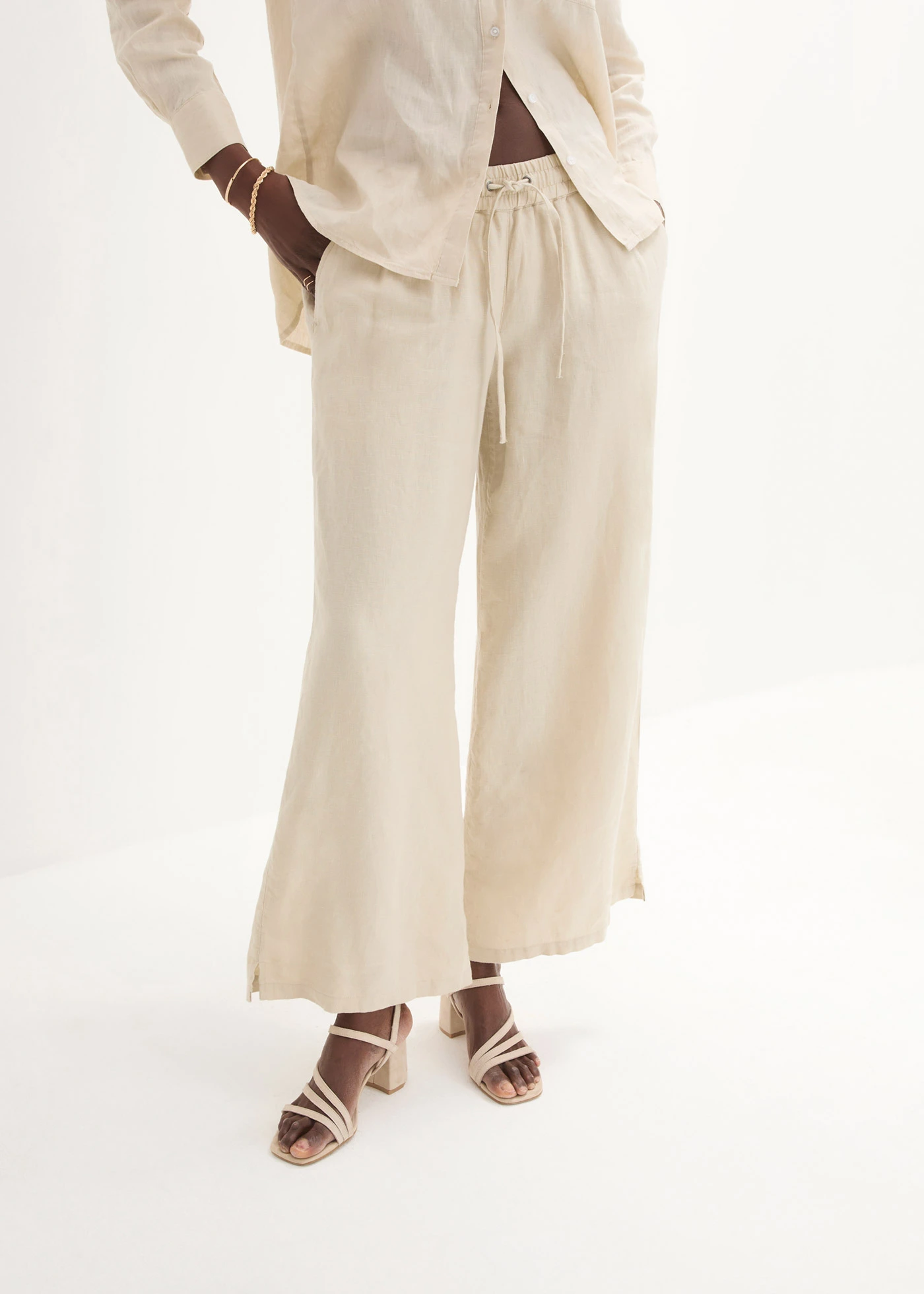 Linnen palazzo broek • lichtsand • bonprix online shop
