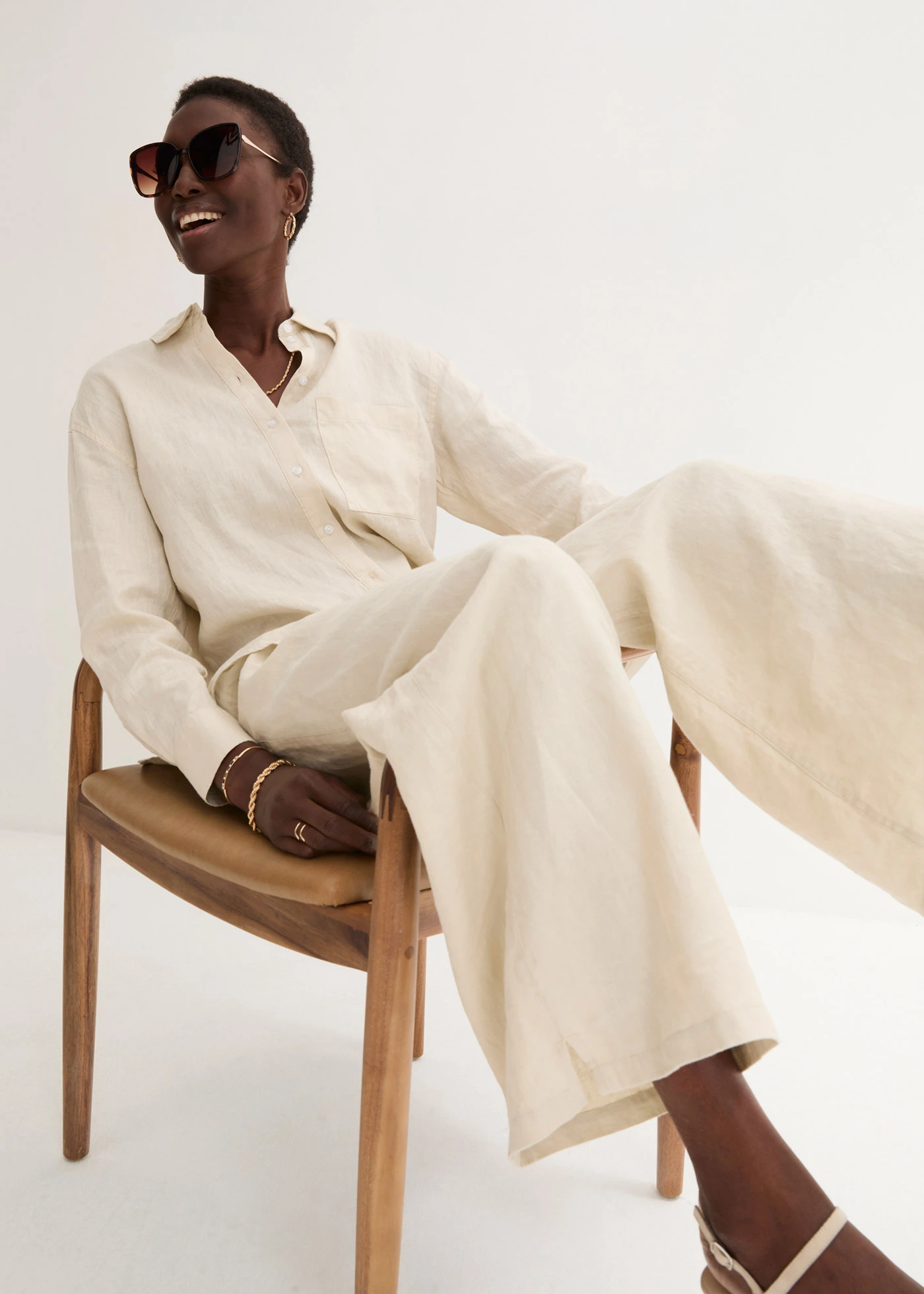 Linnen palazzo broek • lichtsand • bonprix online shop