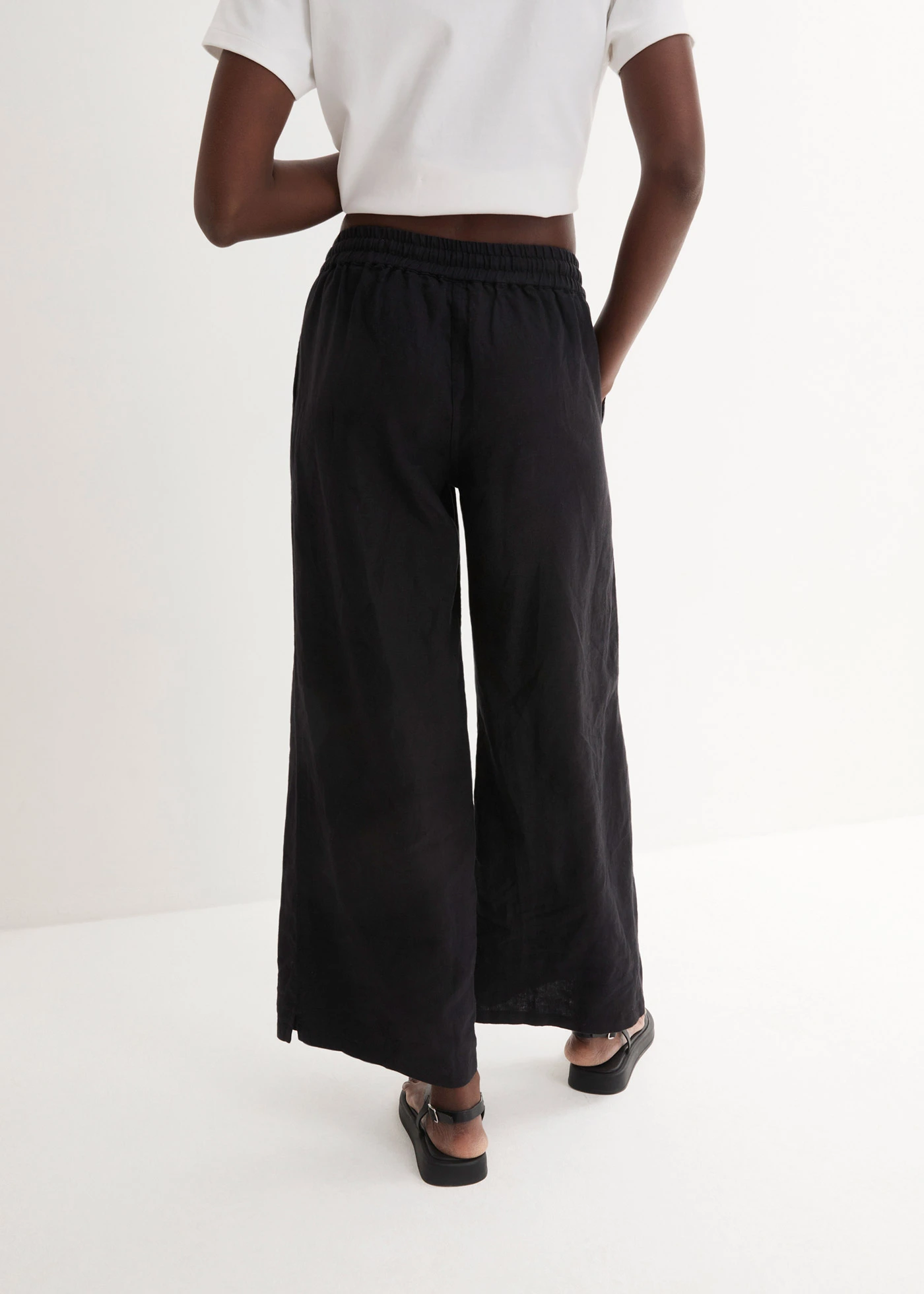 Linnen palazzo broek • zwart • bonprix online shop