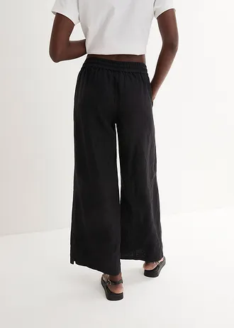 Linnen palazzo broek • zwart • bonprix online shop