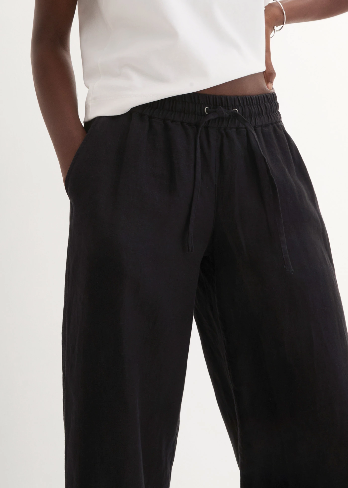 Linnen palazzo broek • zwart • bonprix online shop